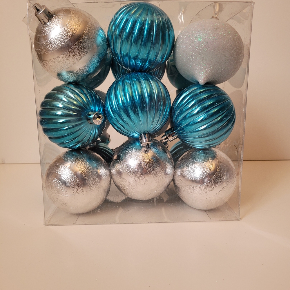 Elegant Silver and Blue Holiday Ornament Collection